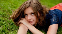 Grass eyes woman faces brunettes