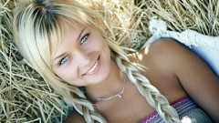 Grass eyes woman lips faces blondes brunettes