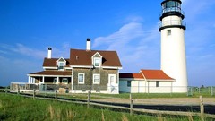 Grass houses lighthouses skyscapes