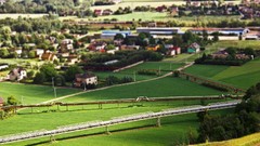 Grass land pipes tilt-shift miniature effect
