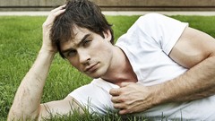 Grass Men Actors Ian Somerhalder blue eyes brunettes lying down 