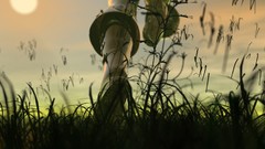 Grass metal Plants running legs low-angle shot