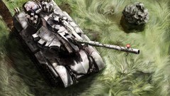 Grass military tanks touhou artwork