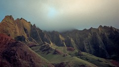 Grass Mountains clouds skies