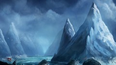 Grass Mountains clouds skies