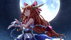 Grass night Stars moon horns bows chains belts skirts long hair 