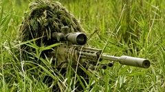 Grass sniper Remington suppressor ghillie suit