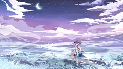 Grass Stars clouds sky moon Anime anime girls touhou hinanawi 