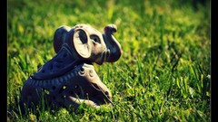 Grass statues elephants