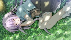 Grass summer sleeping purple hair game cg sesena yau twintails 