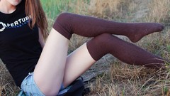 Grass summer woman Portal Headless young legs stockings long 