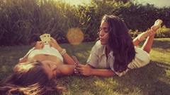 Grass sun woman Cards barefoot