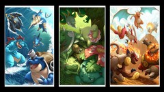 Grass water fire Pokemon charizard feraligatr meganium 