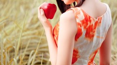 Grass woman apples asians short hair models Viet Nam