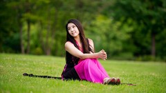 Grass woman asians brunettes models Korean Kim Ha Eum