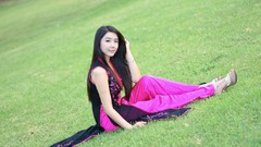 Grass woman asians models black hair Korean Kim Ha Eum