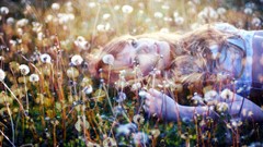 Grass woman blondes lying down