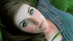 Grass woman brunettes freckles Damsel