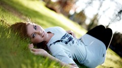 Grass woman brunettes girls in nature Taylor McCutchan