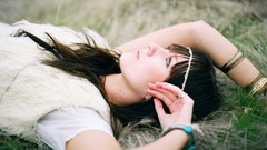 Grass woman brunettes models