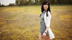 Grass woman brunettes models