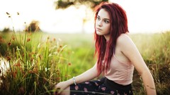 Grass woman brunettes models redheads