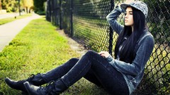 Grass woman Chain Link Fence