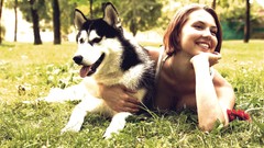 Grass woman Dogs Parks