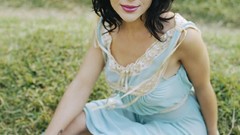 Grass woman dress Alyssa Milano sitting Actress tattoos black 