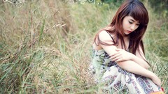 Grass woman dress asians models girls in nature Viet Nam