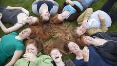 Grass woman family redheads