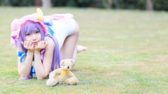 Grass woman hats asians long hair bangs touhou purple hair 
