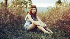 Grass woman lips fashion legs brunettes models fashion model