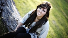 Grass woman long hair brunettes models