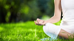 Grass woman meditation