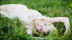 Grass woman outdoors blondes