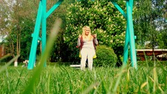 Grass woman Parks blondes swings