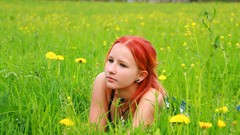 Grass woman redheads