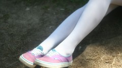 Grass woman Shoes legs pantyhose body parts