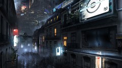 Gray architecture buildings cyberpunk cityscapes artwork 