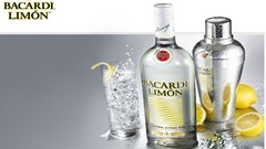 Gray background alcohol drinks lemons bacardi rum liquor