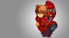 Gray background anime girls blue eyes asuka langley soryu neon 