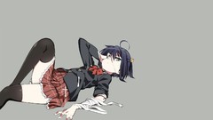 Gray background Anime skirts anime girls school uniforms 