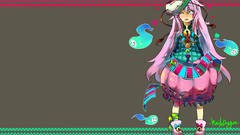 Gray background Bells shirts masks skirts blush pink hair long 