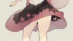 Gray background dress hats socks white hair red eyes legs 