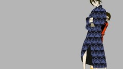 Gray background glasses dress red dress gray eyes anime girls 