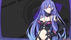 Gray background red eyes earrings long hair anime girls purple 