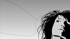 Gray black woman monochrome drawings shadows minimalistic