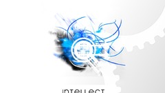 Gray blue white abstract gears bloom clean minimalistic cogs