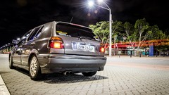 Gray cars street Volkswagen Volkswagen Golf rear angle view 